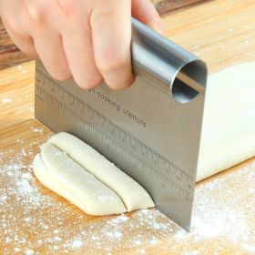 Stainless Steel Pastry Spatulas Cutter With Scale Pizza Dough Scraper Fondant Cake Decoration Tools Baking Kitchen Accessories Dough Cake Stainle