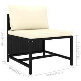 vidaXL 9 Piece Patio Lounge Set with Cushions Poly Rattan Black (Option: as picture)