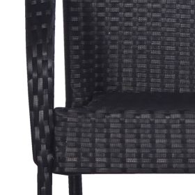 vidaXL Stackable Outdoor Chairs 2 pcs Poly Rattan Black (Option: as picture)